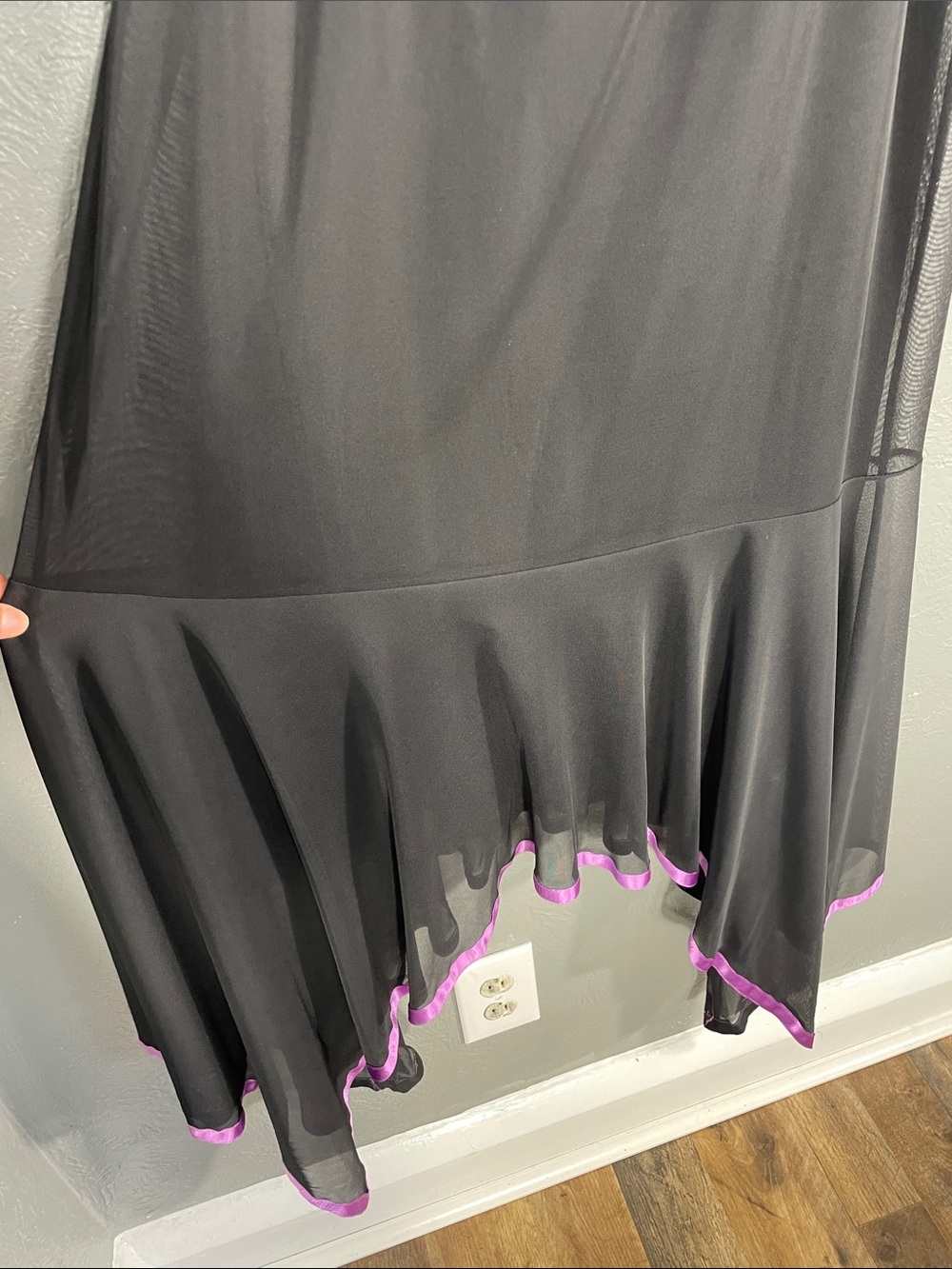 Taboo Handkerchief Hem Empire Waist Dress Black Purple Trim Plus 1X Fairycore - Picture 3 of 10